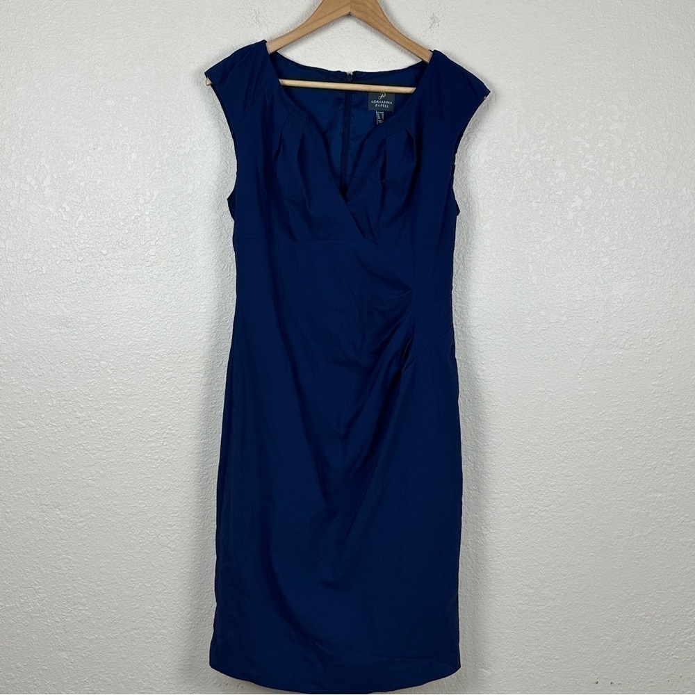 Adrianna Papell Cap Sleeve Ruched V-Neck Dress Size 10 Women